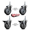 Service Caster 4 Inch Thermoplastic Rubber 38 Inch Threaded Stem Caster Set 2 Brakes SCC SCC-TS20S414-TPRB-381615-2-PLB-2